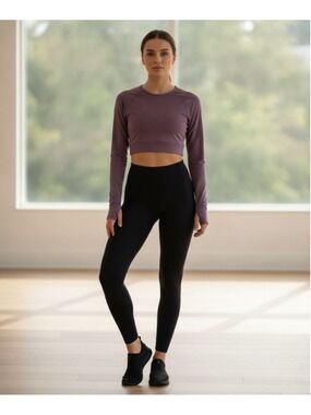 AYBL core Cropped Long-Sleeve Active Top — Mauve Purple